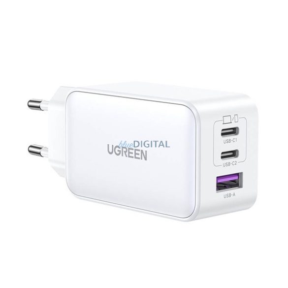 UGREEN CD244 hálózati töltő 2 Type-C/USB aljzat (65W, GaN, PD gyorstöltő 4.0) FEHÉR