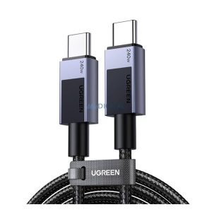 UGREEN L513 adatkábel (Type-C - Type-C, 240W, PD gyorstöltő 4.0, 300cm, cipőfűző) SÖTÉTSZÜRKE