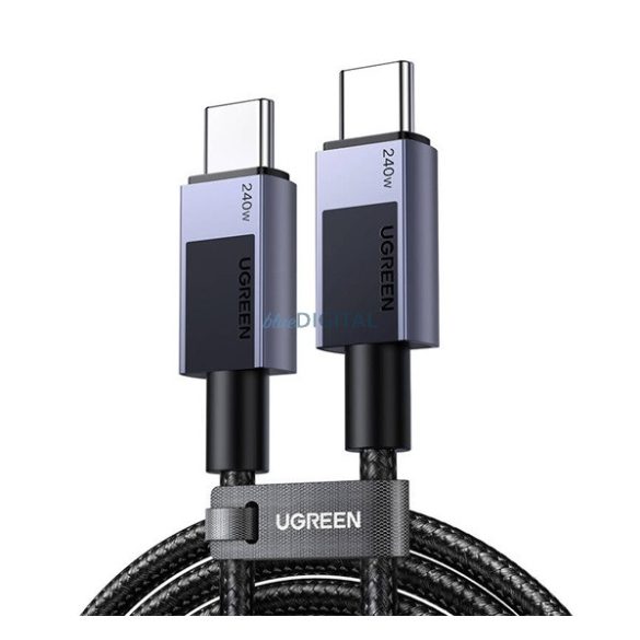 UGREEN L513 adatkábel (Type-C - Type-C, 240W, PD gyorstöltő 4.0, 300cm, cipőfűző) SÖTÉTSZÜRKE