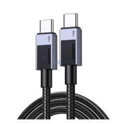   UGREEN L524 adatkábel (Type-C - Type-C, 60W, PD gyorstöltő, 100cm, cipőfűző) SÖTÉTSZÜRKE