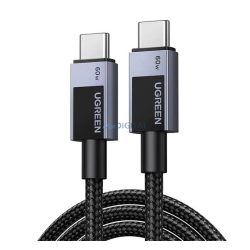   UGREEN L524 adatkábel (Type-C - Type-C, 60W, PD gyorstöltő, 200cm, cipőfűző) SÖTÉTSZÜRKE