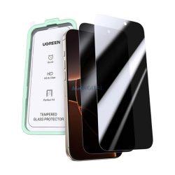   UGREEN SP651 képernyővédő üveg (betekintés ellen, 0.33mm, 9H + segédkeret) FEKETE Apple iPhone 16 Pro