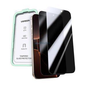 UGREEN SP651 képernyővédő üveg (betekintés ellen, 0.33mm, 9H + segédkeret) FEKETE Apple iPhone 16 Pro