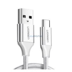   UGREEN US288 adatkábel (USB - Type-C, 3A, gyorstöltő 3.0, 25cm, cipőfűző) FEHÉR