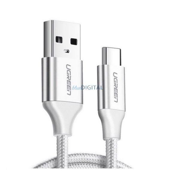 UGREEN US288 adatkábel (USB - Type-C, 3A, gyorstöltő 3.0, 25cm, cipőfűző) FEHÉR