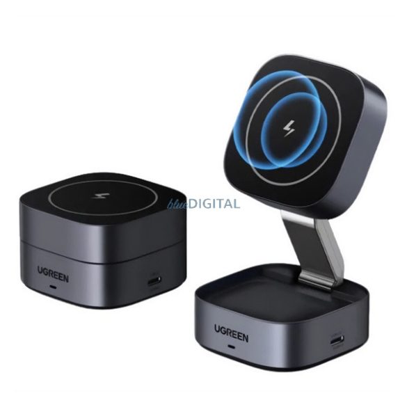 UGREEN W702 asztali töltő 2in1 (15W, gyorstöltő, wireless, MagSafe, Apple Airpods töltő) SÖTÉTSZÜRKE Apple iPhone 11, iPhone 12, iPhone 12 Pro Max
