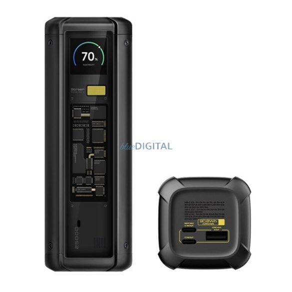 XIAOMI HYPERCHARGE vésztöltő 2 Type-C / USB aljzat (25000mAh, 212W, PD gyorstöltő, LED kijelző) FEKETE