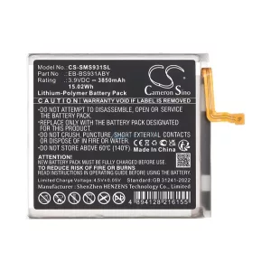 CAMERON SINO Li-Polymer akku (3.9V / 3850mAh, Samsung EB-BS931ABY kompatibilis) FEKETE Samsung Galaxy S25 (SM-S931)