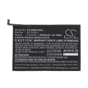 CAMERON SINO Li-Polymer akku (3.85V / 6800mAh, Samsung WT-S-W11 kompatibilis) FEKETE Samsung Galaxy Tab A9 Plus 5G (SM-X216), Galaxy Tab A9 Plus WIFI (SM-X210)
