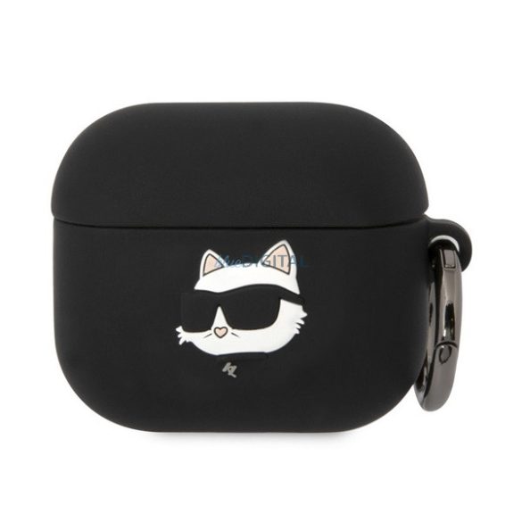 KARL LAGERFELD 3D LOGO NFT CHOUPETTE HEAD szilikon tok (karabíner) FEKETE Apple AirPods 3