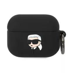   KARL LAGERFELD 3D LOGO NFT KARL HEAD szilikon tok (karabíner) FEKETE Apple AirPods Pro