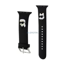   KARL LAGERFELD KARL AND CHOUPETTE HEAD NFT pótszíj (egyedi méret, kicsi, szilikon, fém csat) FEKETE Apple Watch Series 5 40mm, Watch Series 4 40mm, Watch Series 3 38mm