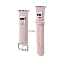   KARL LAGERFELD KARL AND CHOUPETTE HEAD NFT pótszíj (egyedi méret, kicsi, szilikon, fém csat) RÓZSASZÍN Apple Watch Series 5 40mm, Watch Series 4 40mm, Watch Series 3 38mm