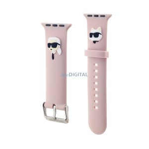 KARL LAGERFELD KARL AND CHOUPETTE HEAD NFT pótszíj (egyedi méret, nagy, szilikon, fém csat) RÓZSASZÍN Apple Watch Series 5 44mm, Watch Series 4 44mm, Watch Series 3 42mm