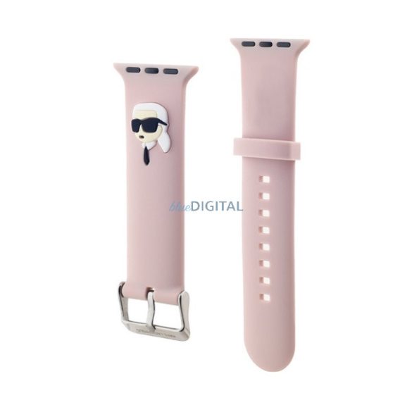 KARL LAGERFELD KARL HEAD NFT pótszíj (egyedi méret, kicsi, szilikon, fém csat) RÓZSASZÍN Apple Watch Series 5 40mm, Watch Series 4 40mm, Watch Series 3 38mm