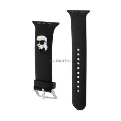   KARL LAGERFELD KARL HEAD NFT pótszíj (egyedi méret, nagy, szilikon, fém csat) FEKETE Apple Watch Series 5 44mm, Watch Series 4 44mm, Watch Series 3 42mm