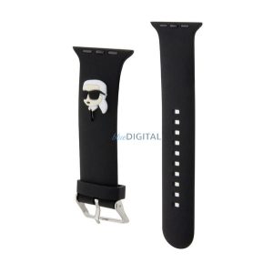 KARL LAGERFELD KARL HEAD NFT pótszíj (egyedi méret, nagy, szilikon, fém csat) FEKETE Apple Watch Series 5 44mm, Watch Series 4 44mm, Watch Series 3 42mm