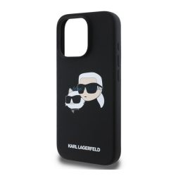   KARL LAGERFELD LIQUID SILICONE DOUBLE HEADS MAGSAFE szilikon telefonvédő (ütésállóság, MagSafe) FEKETE Apple iPhone 16 Pro