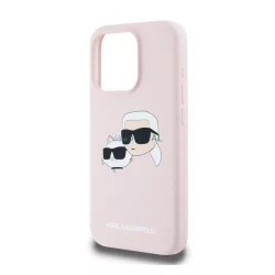   KARL LAGERFELD LIQUID SILICONE DOUBLE HEADS MAGSAFE szilikon telefonvédő (ütésállóság, MagSafe) RÓZSASZÍN Apple iPhone 15 Pro