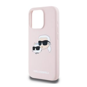 KARL LAGERFELD LIQUID SILICONE DOUBLE HEADS MAGSAFE szilikon telefonvédő (ütésállóság, MagSafe) RÓZSASZÍN Apple iPhone 15 Pro
