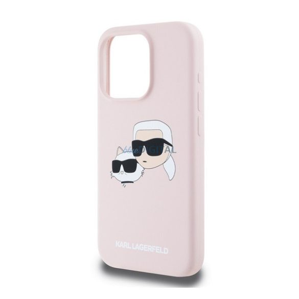 KARL LAGERFELD LIQUID SILICONE DOUBLE HEADS MAGSAFE szilikon telefonvédő (ütésállóság, MagSafe) RÓZSASZÍN Apple iPhone 15 Pro