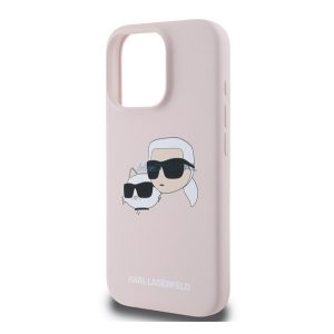 KARL LAGERFELD LIQUID SILICONE DOUBLE HEADS MAGSAFE szilikon telefonvédő (ütésállóság, MagSafe) RÓZSASZÍN Apple iPhone 16 Pro