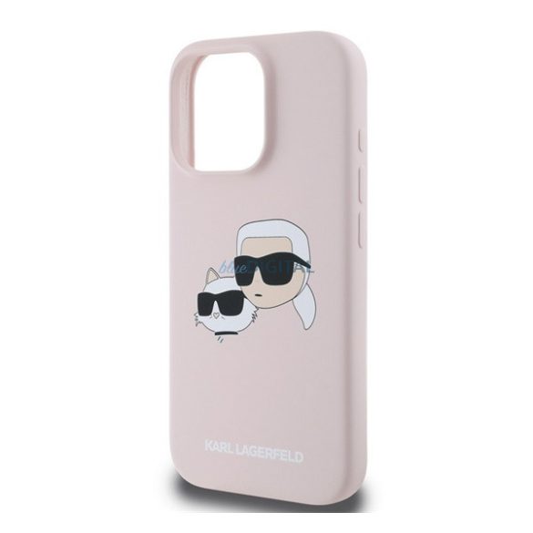 KARL LAGERFELD LIQUID SILICONE DOUBLE HEADS MAGSAFE szilikon telefonvédő (ütésállóság, MagSafe) RÓZSASZÍN Apple iPhone 16 Pro