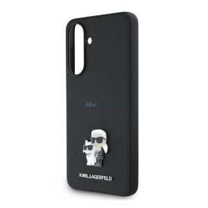 KARL LAGERFELD PU SAFFIANO KARL AND CHOUPETTE szilikon telefonvédő (ütésállóság, bőr hatású hátlap, 3D) FEKETE Samsung Galaxy A56 5G (SM-A566)