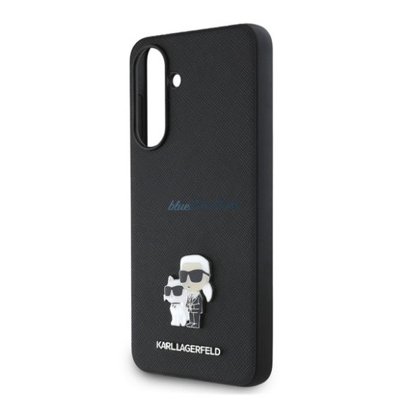 KARL LAGERFELD PU SAFFIANO KARL AND CHOUPETTE szilikon telefonvédő (ütésállóság, bőr hatású hátlap, 3D) FEKETE Samsung Galaxy A56 5G (SM-A566)