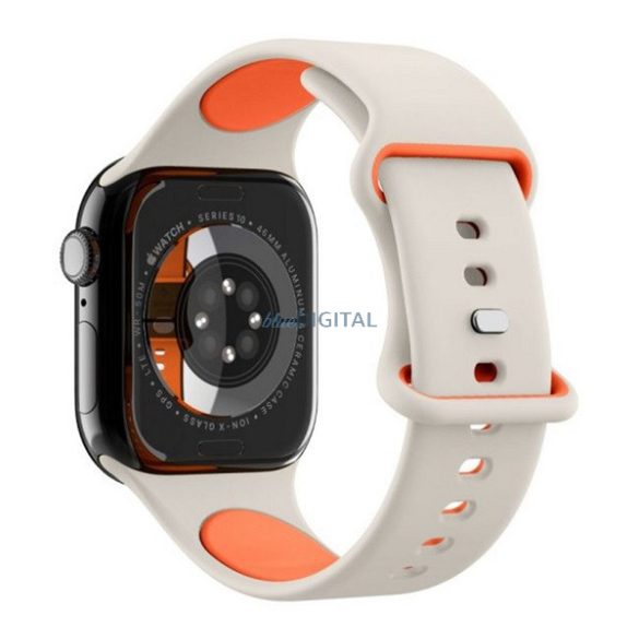 SPIGEN NANO POP pótszíj (egyedi méret, nagy, matt, szilikon) BÉZS Apple Watch Series 5 44mm, Watch Series 4 44mm, Watch Series 3 42mm