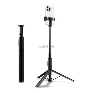 SPIGEN S541W szelfibot (univerzális, tripod állvány, állítható, bluetooth távkioldó, forgatható, 31.5-146cm) FEKETE