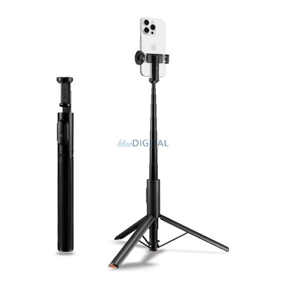 SPIGEN S541W szelfibot (univerzális, tripod állvány, állítható, bluetooth távkioldó, forgatható, 31.5-146cm) FEKETE