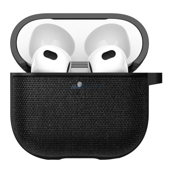 SPIGEN URBAN FIT szilikon tok (karabíner, textil bevonat) FEKETE Apple AirPods 4