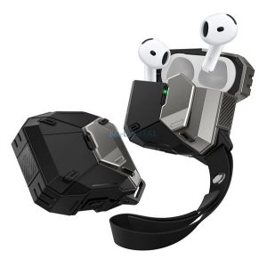 SUPCASE MATRIX műanyag tok (mágneses, kézpánt) FEKETE Apple AirPods 4