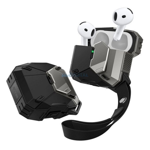 SUPCASE MATRIX műanyag tok (mágneses, kézpánt) FEKETE Apple AirPods 4