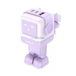 UGREEN NEXODE RG hálózati töltő USB+2 Type-C aljzat (65W, GaN, gyorstöltő, LED kijelző) LILA