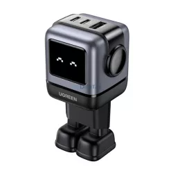   UGREEN NEXODE RG hálózati töltő USB+2 Type-C aljzat (65W, GaN, gyorstöltő, LED kijelző) SÖTÉTSZÜRKE