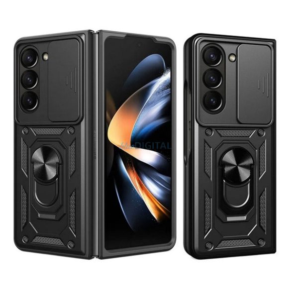Defender szilikon telefonvédő (ütésállóság, tartógyűrű, kameravédő) FEKETE Samsung Galaxy Z Fold7 (SM-F966)