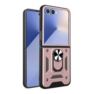 Defender szilikon telefonvédő (ütésállóság, tartógyűrű, kameravédő) ROZÉARANY Samsung Galaxy Z Flip7 (SM-F766)