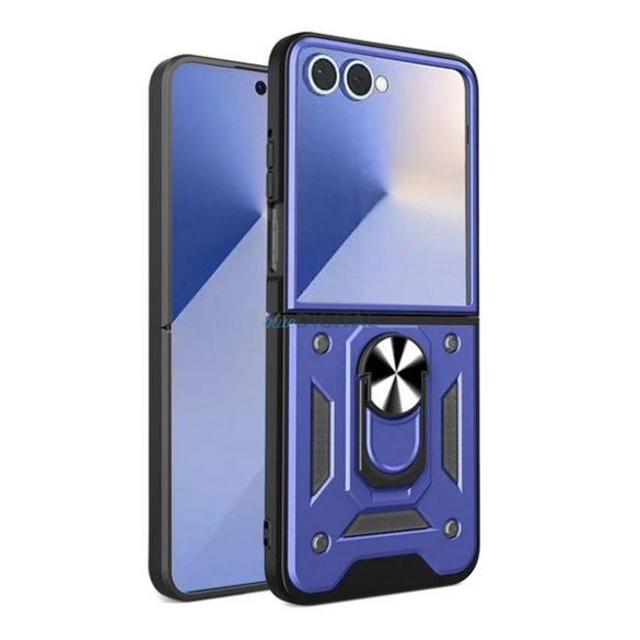 Defender szilikon telefonvédő (ütésállóság, tartógyűrű, kameravédő) SÖTÉTKÉK Samsung Galaxy Z Flip7 (SM-F766)