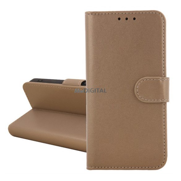 Tok álló, bőr hatású (FLIP, oldalra nyíló, kártyazseb, asztali tartó) ARANY Samsung Galaxy S24 FE (SM-S721)