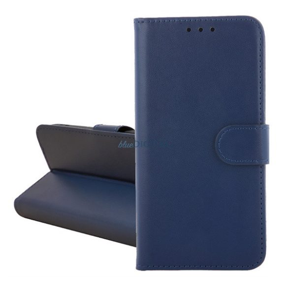 Tok álló, bőr hatású (FLIP, oldalra nyíló, kártyazseb, asztali tartó) SÖTÉTKÉK Samsung Galaxy S24 FE (SM-S721)