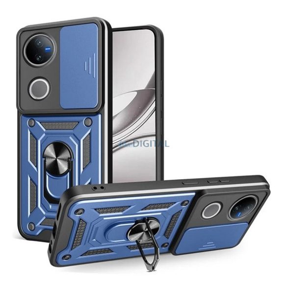 Defender szilikon telefonvédő (ütésállóság, tartógyűrű, kameravédő) SÖTÉTKÉK Vivo V50