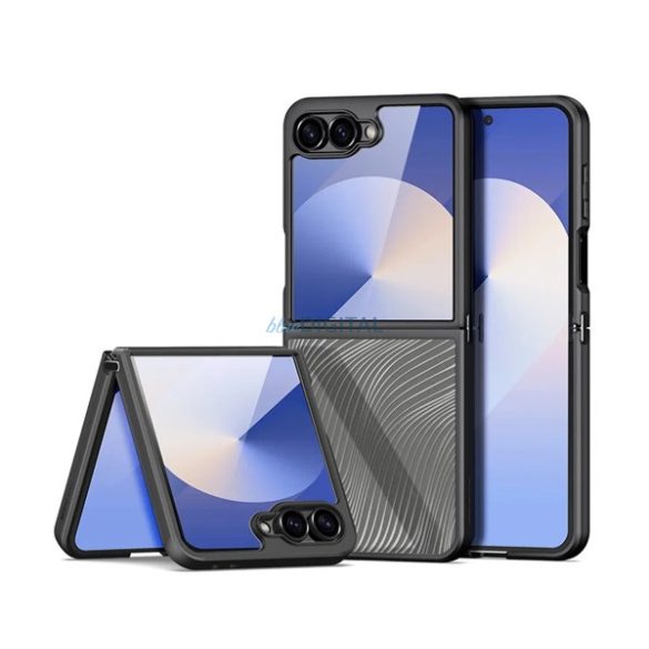 DUX DUCIS AIMO szilikon telefonvédő (ütésállóság, kameravédő, matt, hullám) FEKETE Samsung Galaxy Z Flip7 (SM-F766)