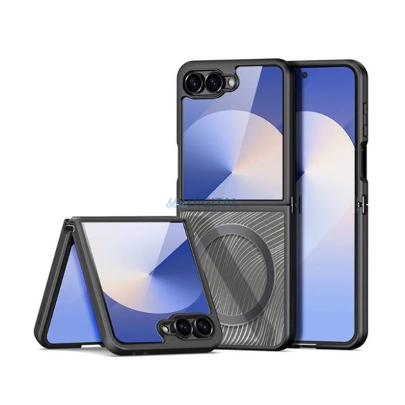 DUX DUCIS AIMO szilikon telefonvédő (ütésállóság, kameravédő, mágneses, hullám) FEKETE Samsung Galaxy Z Flip7 (SM-F766)