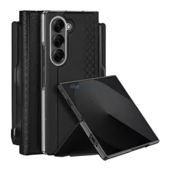   DUX DUCIS BRIL műanyag telefonvédő (ütésállóság, bőr hatású hátlap, asztali tartó, ceruzatartó, rombusz) FEKETE Samsung Galaxy Z Fold7 (SM-F966)
