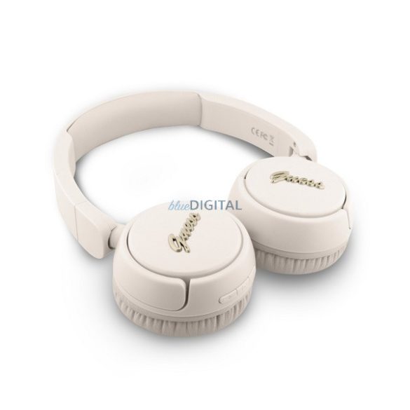 GUESS SCRIPT METAL LOGO bluetooth fejhallgató SZTEREO (v5.3, mikrofon, IPX4 vízálló) BÉZS