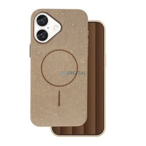 Szilikon telefonvédő (műanyag hátlap, kameravédő, MagSafe, csillogó) BARNA Apple iPhone 16