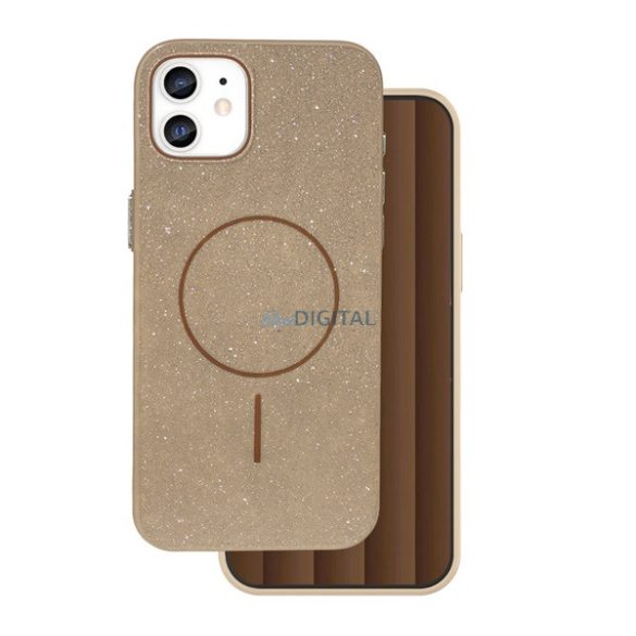 Szilikon telefonvédő (műanyag hátlap, kameravédő, MagSafe, csillogó) BARNA Apple iPhone 11