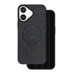   Szilikon telefonvédő (műanyag hátlap, kameravédő, MagSafe, csillogó) FEKETE Apple iPhone 16